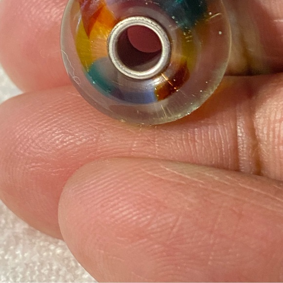 Trollbeads Green Rainbow Glass and Sterling Bead Retired 2012 - Picture 7 of 9